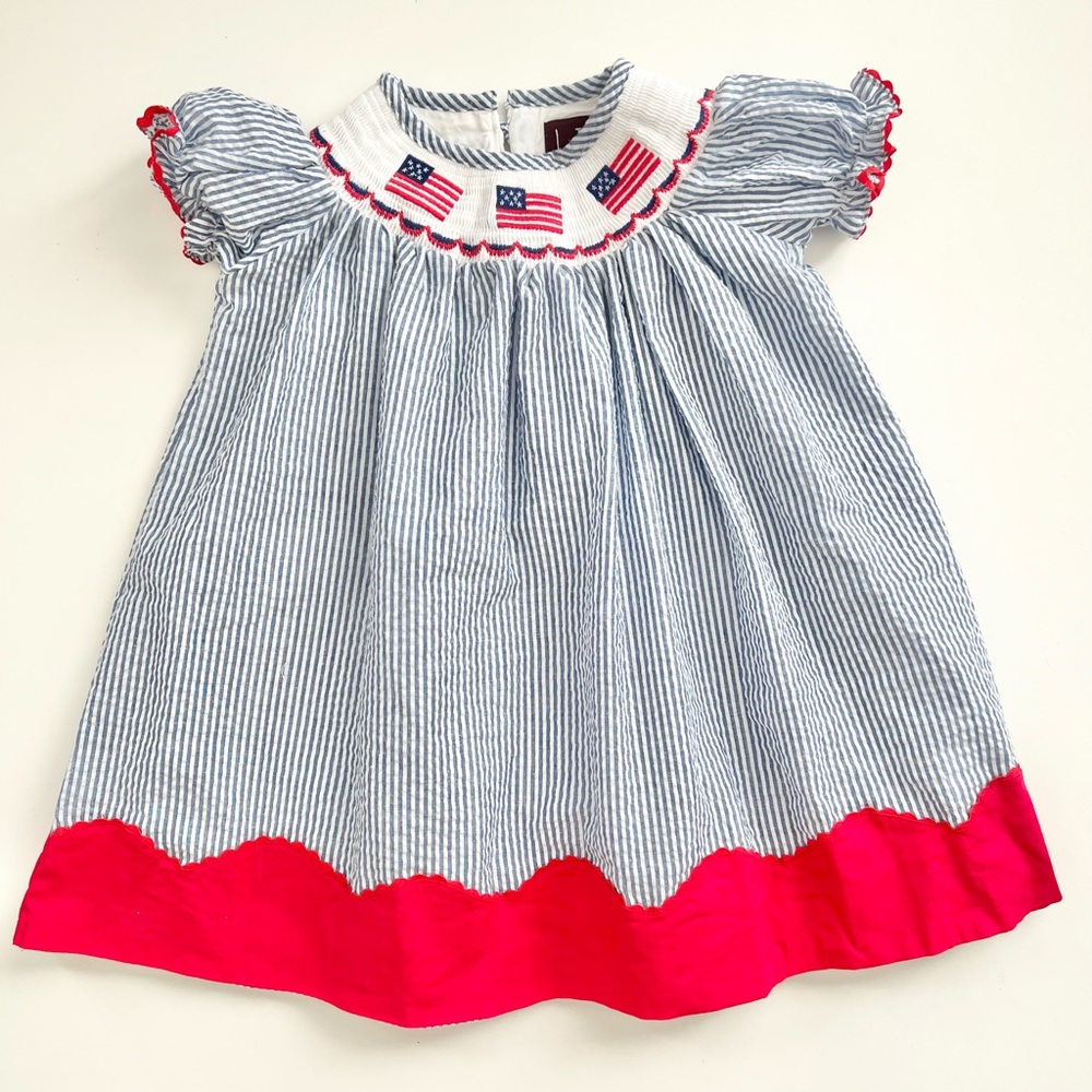 Lil Cactus American Flag Smocked Dress
